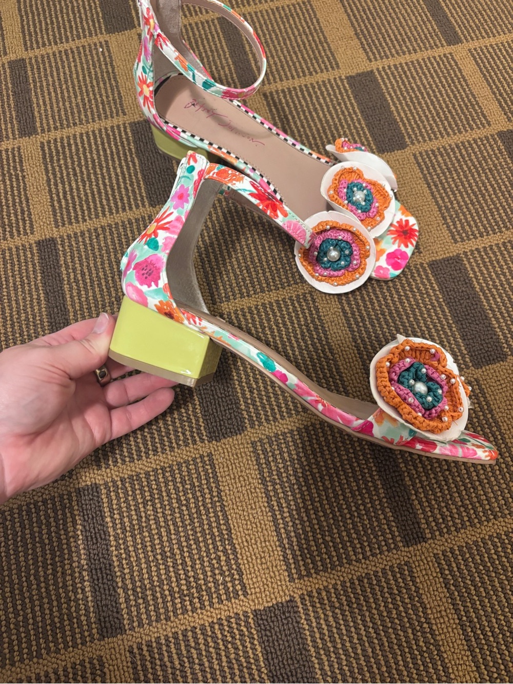 Floral Ankle-Strap Block Heel Sandals - Picture 2 of 3